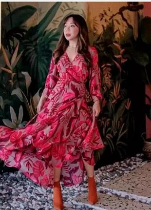 Новое цветочное платье миди h&m платье johanna ortiz платье на запах воланы вискоза принт цветы