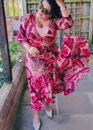 Новое цветочное платье миди h&m платье johanna ortiz платье на запах воланы вискоза принт цветы5 фото