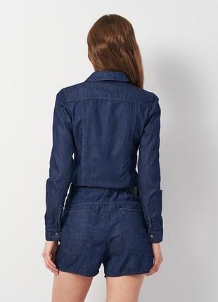 Джинсовий короткий комбінезон з коміром g-star raw з довгим рукавом та імітацією пояса. вінтажний стиль,розмір хс8 фото