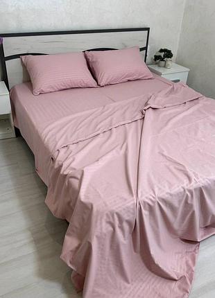 Комплект постельного белья из страйп бязи (облегченной бязи), розовый