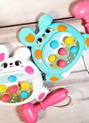Детская игра стукалка "зайчик" (музыка, световые эффекты) белый голубой