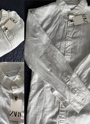 Рубашка мужская zara белая, лен