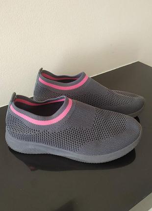 Сірі літні текстильні сліпони мокасини для дівчинки 33 розмір, стелька 21 см.