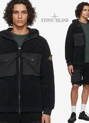 Stone island hooded fleece jacket black 💣