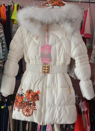 Детское зимнее нарядное шикарное пальто на девочку .4 фото