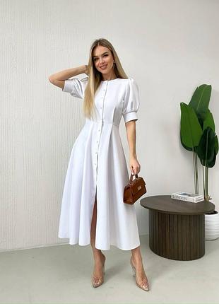 Женское весеннее летнее платье миди на пуговицах костюмная ткань