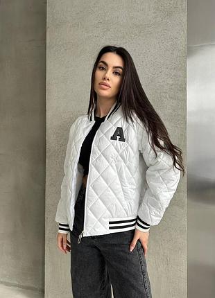 Жіночий бомбер на весну легкий силікон простьобана плащівка лаке