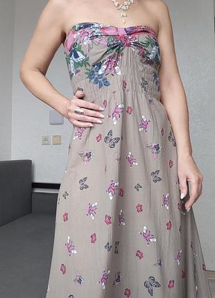Котонова сукня максі з метеликами