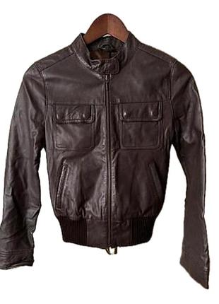 Стильная куртка бомбер натуральная кожа