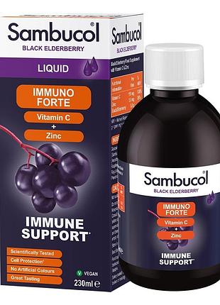 Чорна бузина сироп sambucol immuno forte для дорослих і дітей від 3 років 230 мл