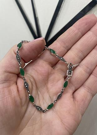 Серебряный браслет с изумрудами 925 проба3 фото