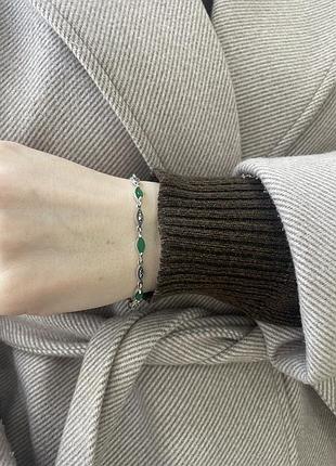 Серебряный браслет с изумрудами 925 проба6 фото