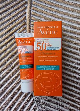 🏖️флюид солнцезащитный avene cleanance spf50+ для жирной и проблемной крем миниатюра/пробник 5мл.