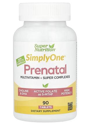 Super nutrition, simply one®, мультивитамины для беременных с суперзеленью и специями, 90 таблеток
