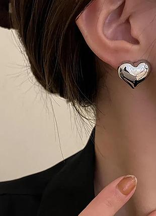 Популярні сережки сердечка,срібло 💫 колір