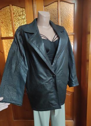 Стильная винтажная оверсайз куртка пиджак блейзер из натуральной кожи