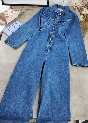 Стильний синій джинсовий комбінезон topshop