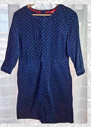 Темно-синее вельветовое платье в мелкий горох joules, размер 14