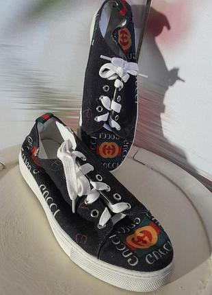 Кеды gucci внутри кожаные