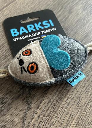 Іграшка для котів barksi фетр мишка з канатом