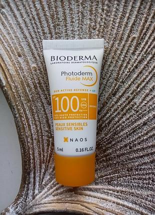 🌅солнцезащитный флюид bioderma photoderm мах spf 100 биодерма для чувствительной кожи миниатюра/пробник
