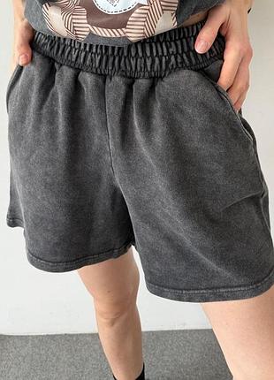 Шорты коттон графит серые