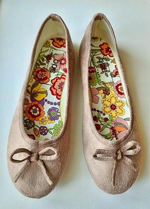 Балетки бежевые, под замшу, женские, новые, бежевые, германия.