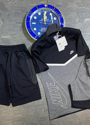 Літній чоловічий спортивний костюм футболка і шорти nike tech fleece