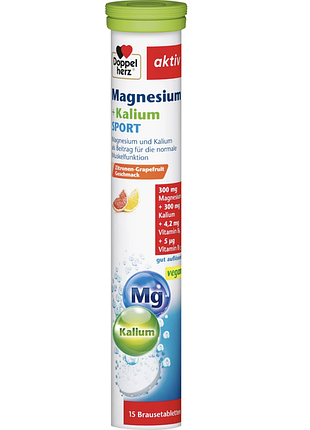 Шипучие витамины с магнием и калием doppelherz magnesium kalium sport brausetabletten 15 шт 99 g