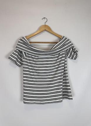 🖤кофта футболка в полоску черно белая л f&f
