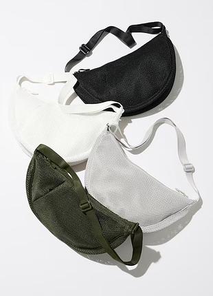 Сумка бананка uniqlo велика сіра, біла, чорна, оливка