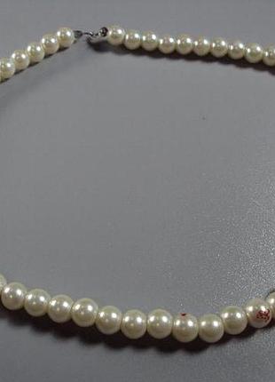 Бижутерия бусы под жемчуг в один ряд стекло длина 43,5 см №11811