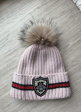 Шапка зимняя для девочки 5-7 р.