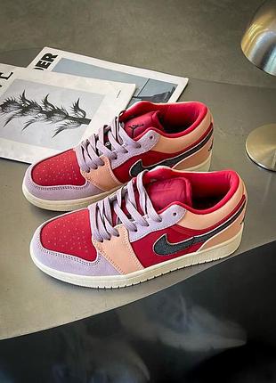 Шикарные цветные женские кроссовки nike air jordan 1 low canyon rust premium красные сиреневые персиковые