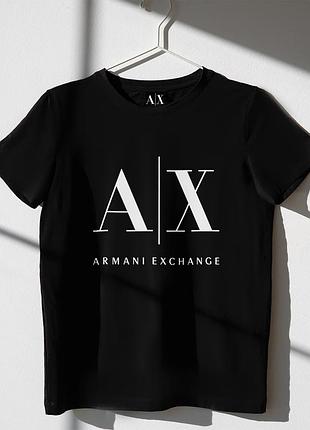 Женская футболка прямого кроя armani армани черная