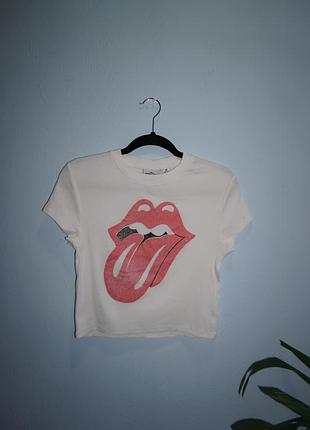 Вкорочена футболка кроп топ rolling stones