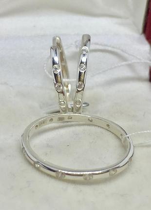 Новый родированый серебряный набор фианиты серебро 925 пробы