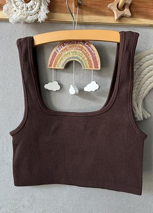 Топ коричневий, шоколадний в рубчик zara xs-s