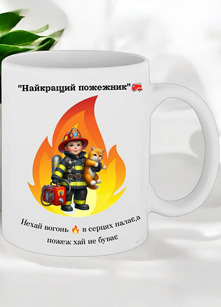 Чашка подарунок  " найкращий пожежник "(ім'я та напис можна змінювати).