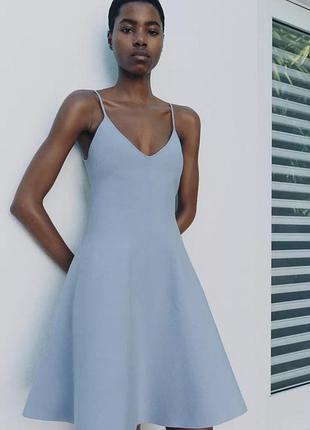 Короткое платье женское голубое zara new