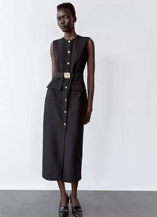 Платье женское черное с прядкой zara new