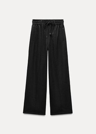 Брюки из мягкой ткани с широкими штанинами zara - xs, s, m, l, xl