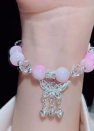 Браслет с бабочкой стеклянные бусинки