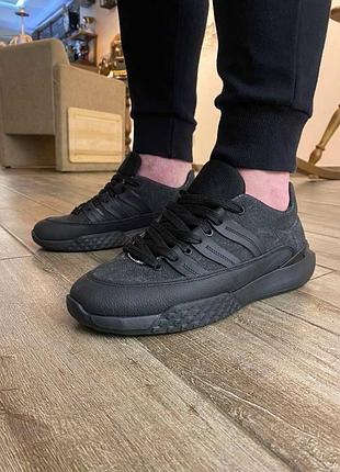 Зручні чоловічі кросівки натуральна шкіра та джинс 33