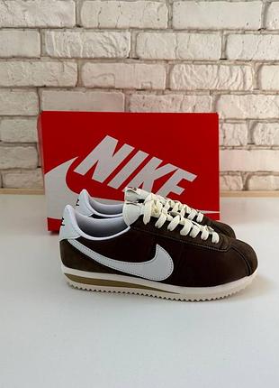 Женские кроссовки nike cortez premium brown коричневые найк кортез8 фото