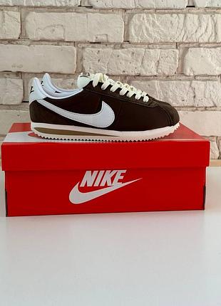 Женские кроссовки nike cortez premium brown коричневые найк кортез3 фото
