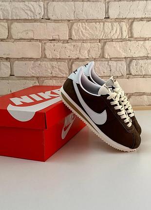 Женские кроссовки nike cortez premium brown коричневые найк кортез4 фото