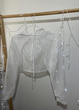 Топ кофта сетка с капюшоном