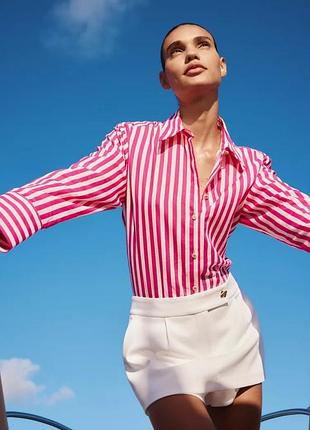 Рубашка женская розовая в полоску zara new