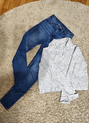 Джинсы +лонг с воротником